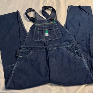 Liberty Dark Blue Denim Overalls 38 x 30. Button Fly